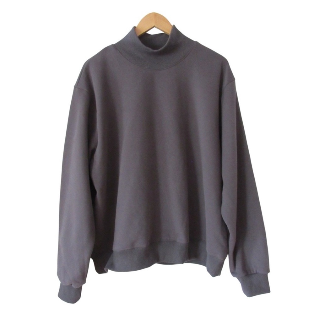 Parke Dark Gray Mockneck Fleece Sweatshirt Size L/XL Ribbed Trim Warm Cozy